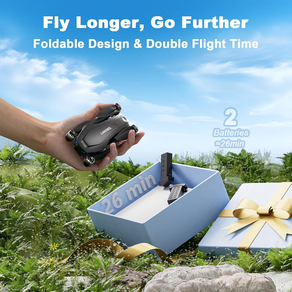 Drone with AI Optical Flow & AI Voice/Gesture Control, 1080P FHD FPV Camera for Kids Beginners Adults, Brushless Motor Foldable RC Drone, One-Key Start, 3D Flips, 2 Batteries 26 Min, Indoor/Outdoor