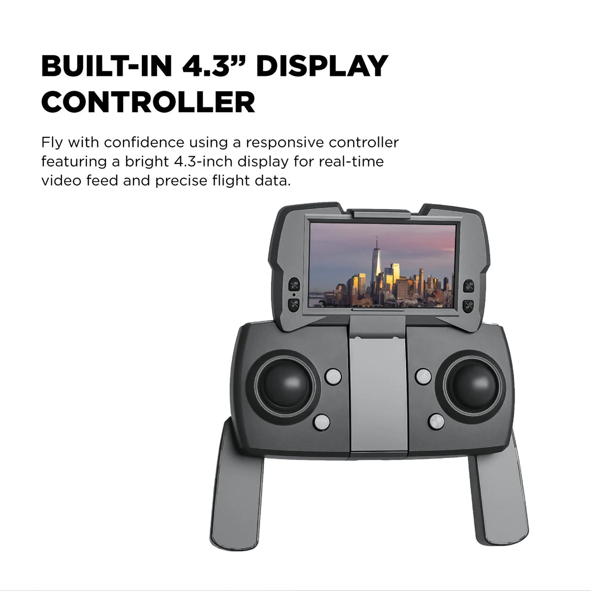 Skyvision 4K Ultra HD GPS Foldable Video Drone with 4.3" Display Controller, Brushless Motors, 1-Axis Gimbal, VR Headset, 17-Minute Flight Time & Travel Carry Case