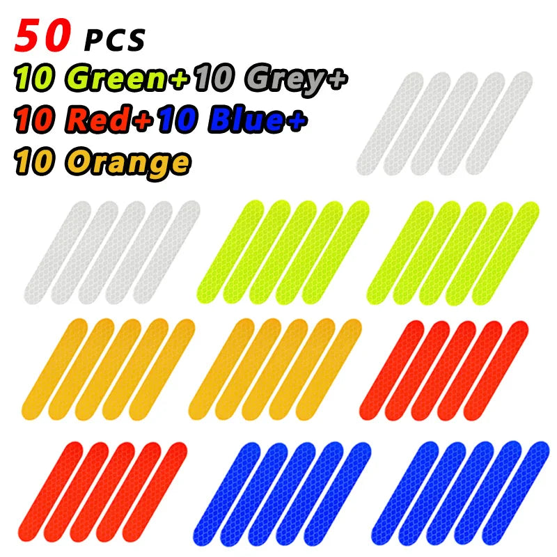 80-10PCS Helmet Safety Warning Reflective Stickers Strip Waterproof High Visibility Reflector Tape for Night Riding Walking Car
