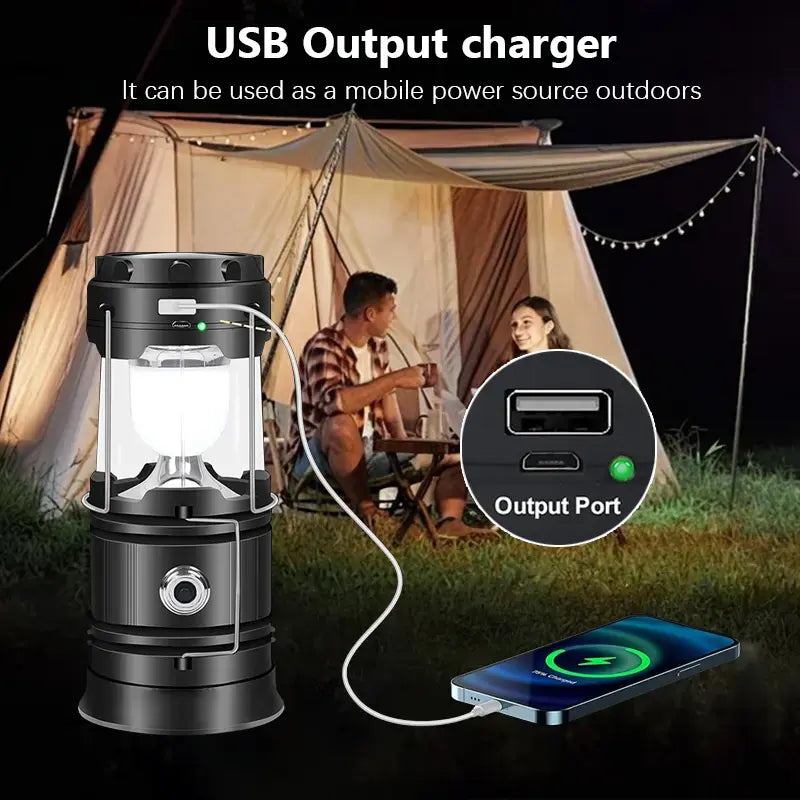 4-Pack Collapsible Portable LED Camping Lantern Lightweight Waterproof Solar USB Rechargeable Flashlight for Indoor/Outdoor Emergency Use #Dormitory Power Outage Emergency Response