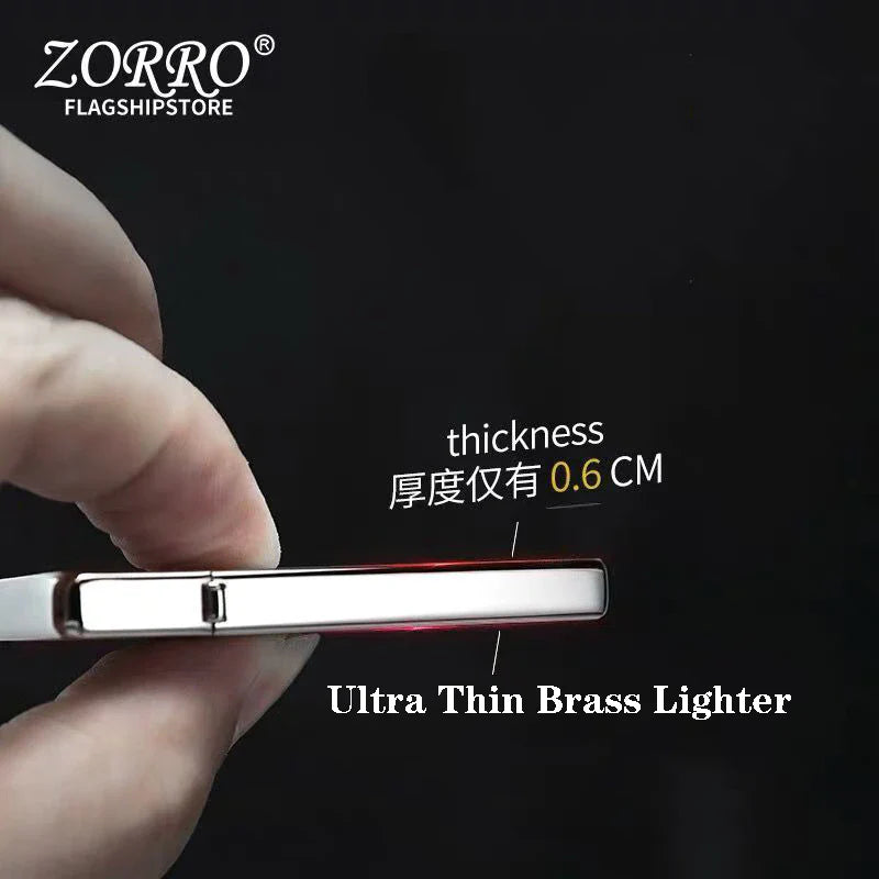 New Zorro Mini Ultra-Thin Pure Copper Kerosene Lighter Portable Metal Windproof Grinding Wheel Lighter Cigarette Lighter