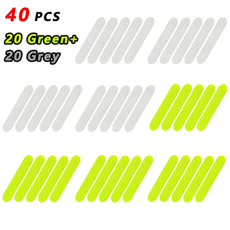 80-10PCS Helmet Safety Warning Reflective Stickers Strip Waterproof High Visibility Reflector Tape for Night Riding Walking Car