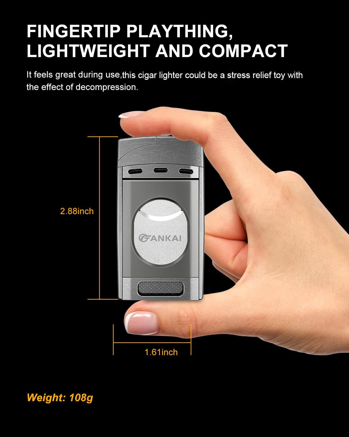 Torch Lighter with Cutter, Cigar Lighter Double Jet Flame Refillable Butane Lighter 2 in 1 Windproof Lighters for Smoking Cigar Accessories W/Gift Box (Butane Not Included)