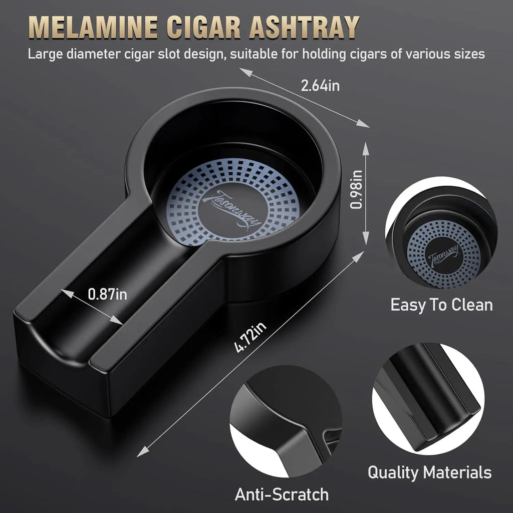 Cigar Ashtray with Cigar Cutter Set, Cigar Cutter V Cut, Cigar Punch, Portable Cigar Ashtrays for Outdoors Home and Office