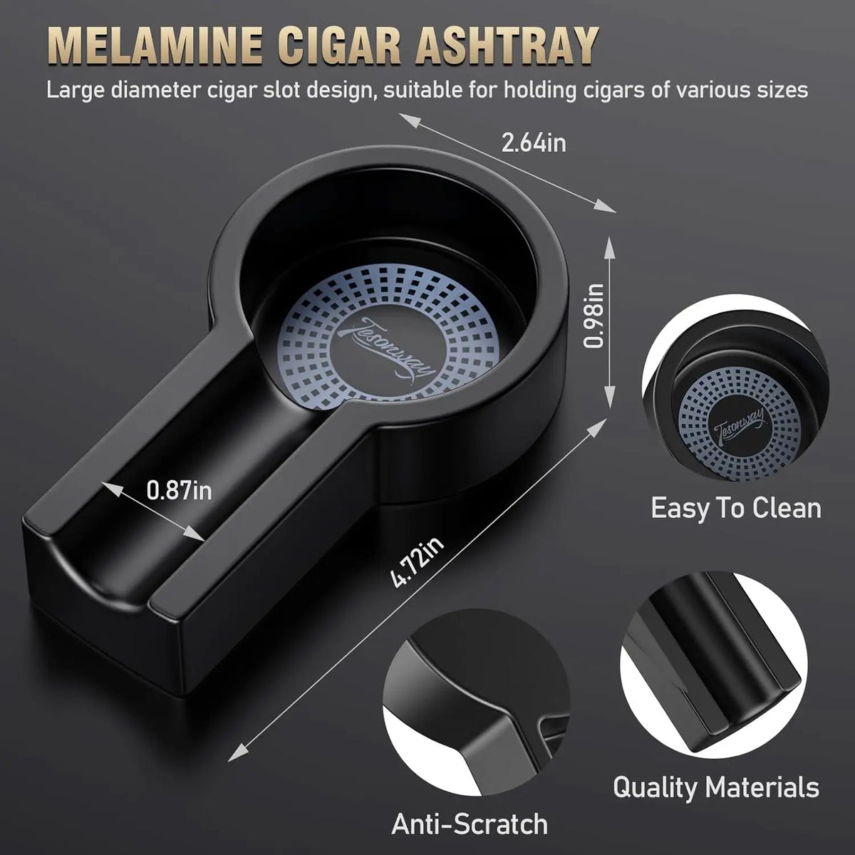 Cigar Ashtray with Cigar Cutter Set, Cigar Cutter V Cut, Cigar Punch, Portable Cigar Ashtrays for Outdoors Home and Office