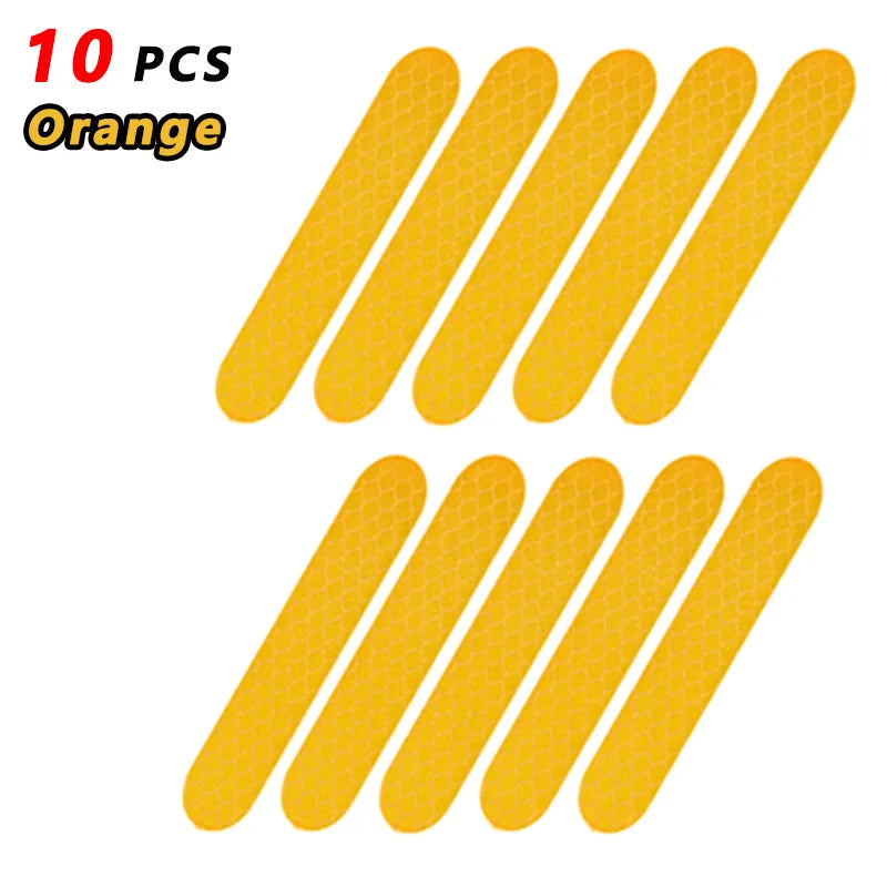 80-10PCS Helmet Safety Warning Reflective Stickers Strip Waterproof High Visibility Reflector Tape for Night Riding Walking Car