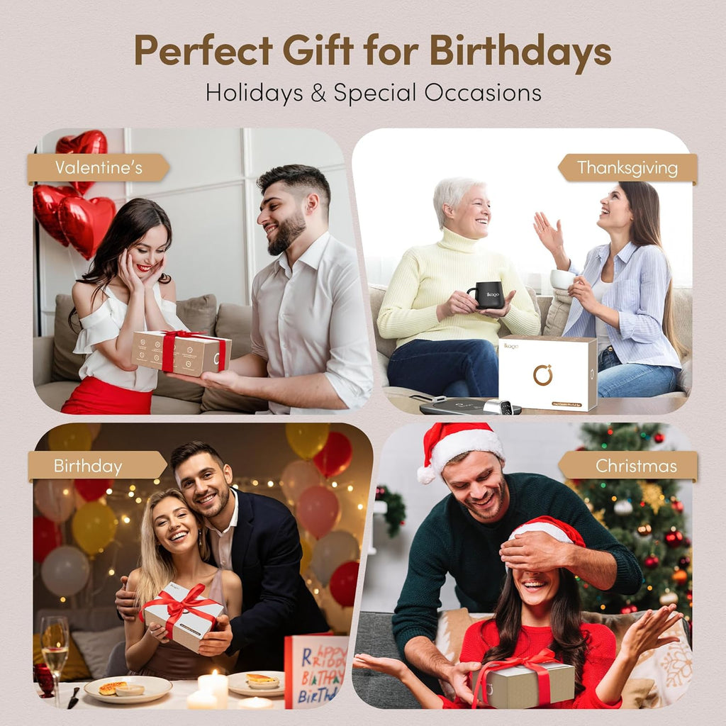 Coffee Cup Warmer &  Mug Set, 1℉ Precise Temp Control Mug Warmer | Auto Shut Off, Infrared Sensor, Dual Temp Display, ℉/℃ Optional, 15Oz Mug with Spoon & Lid Included, Gifts for Men Women