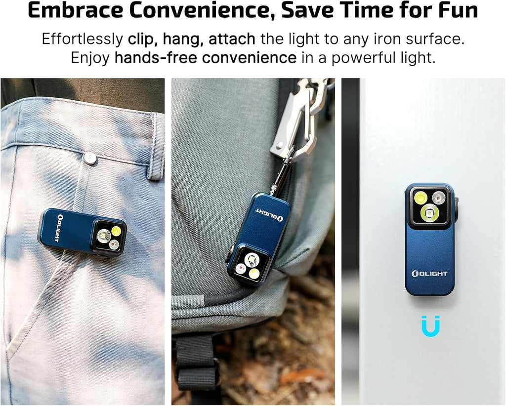 Oclip Pro Rechargeable EDC Clip-On Flashlight, Midnight Blue | Red Light, 500 Lumens Floodlight, Spotlight, Pocket-Sized, USB-C Charging, Magnetic, for Work, Signaling, Outdoor or Home Use