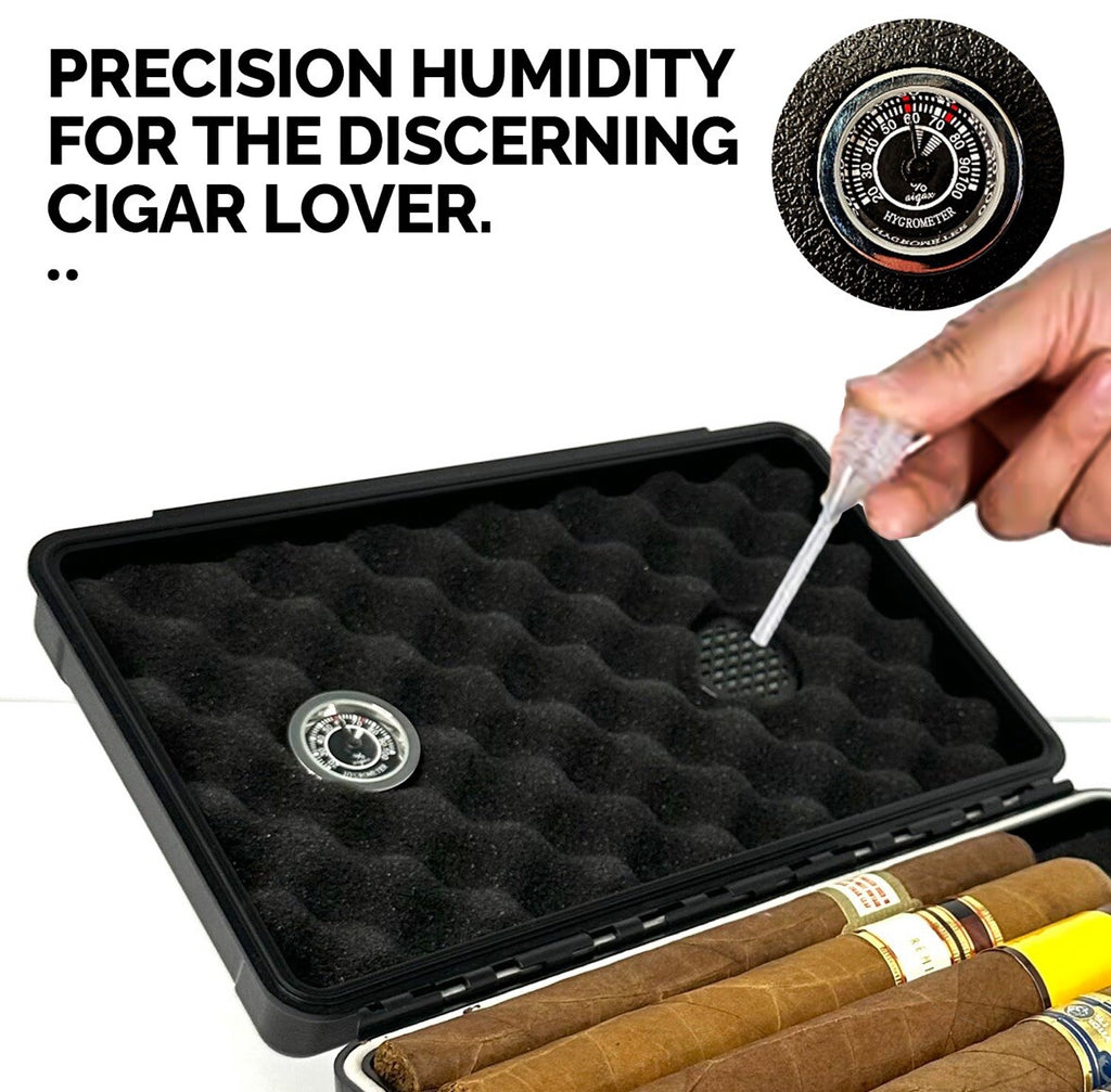 Cigar Case Double Sided Travel Humidor Box Accessories Hygrometer Waterproof