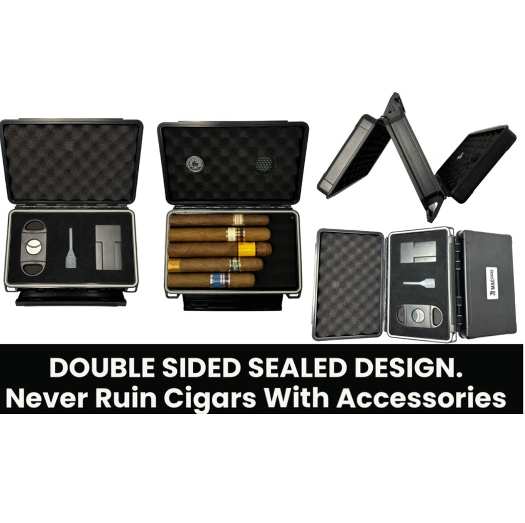 Cigar Case Double Sided Travel Humidor Box Accessories Hygrometer Waterproof