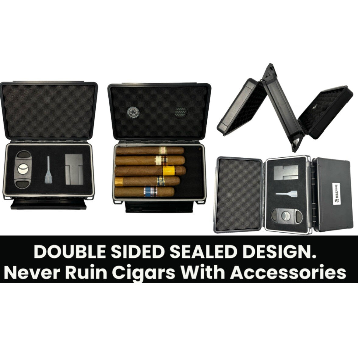 Cigar Case Double Sided Travel Humidor Box Accessories Hygrometer Waterproof