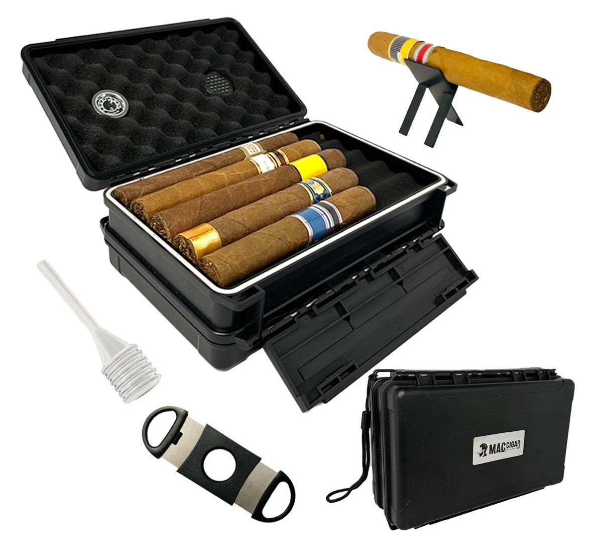 Cigar Case Double Sided Travel Humidor Box Accessories Hygrometer Waterproof
