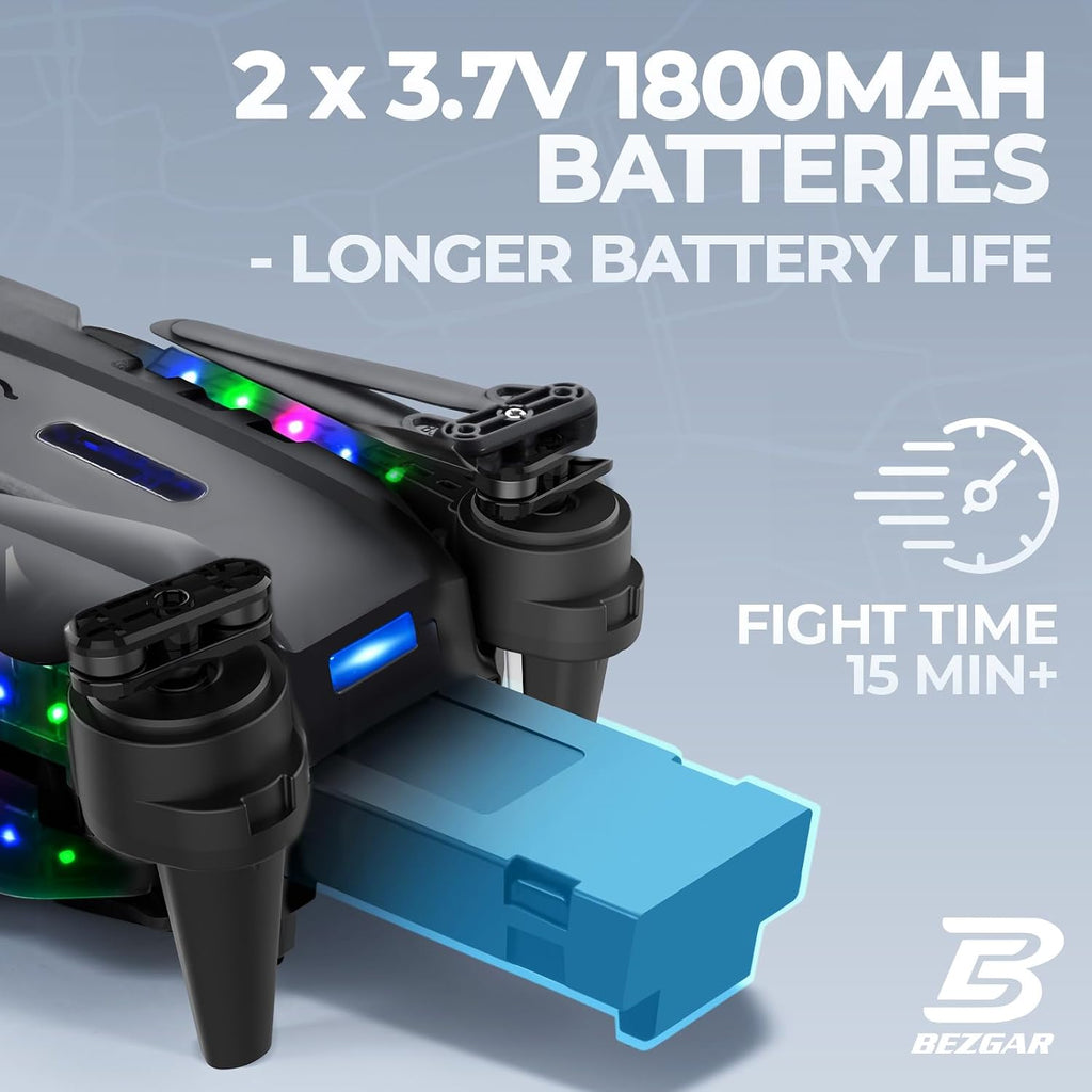 LED Lights Drone with Camera for Adults and Kids Beginners, Black