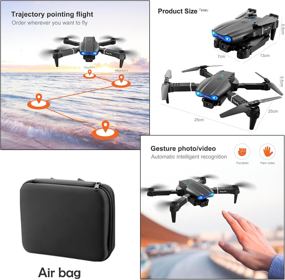 FPV Drone with 1080P Dual HD Cameras Upgraded Version RC Quadcopter for Adults, Beginner Wifi RC Drone Live Video, One Key Take Off/Land