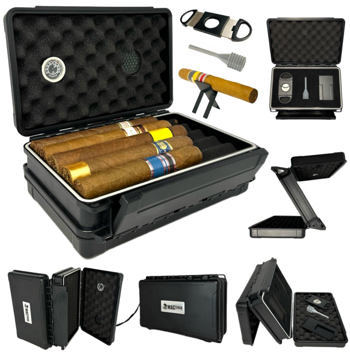 Cigar Case Double Sided Travel Humidor Box Accessories Hygrometer Waterproof