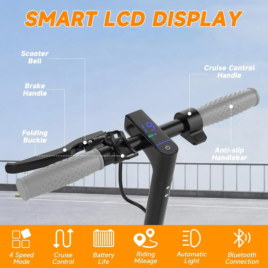 Foldable Adult Electric Commuter Scooter, 350W Motor, 19MPH Max Speed, 15 Mi Range, 8.5" Honeycomb Solid Tires, Dual Braking, Smart App Control, Lightweight Alloy Scooter for Students & Daily Travel
