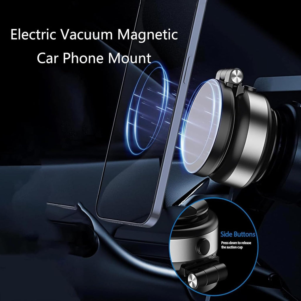 Electric Vacuum Magnetic Car Phone Mount,Vacuum Suction Car Phone Holder Hands-Free,Adjustable Foldable Magnetic Suction Cup Phone Mount,Strong Magnetic Car Mount for Smooth Surface(New-Siver)