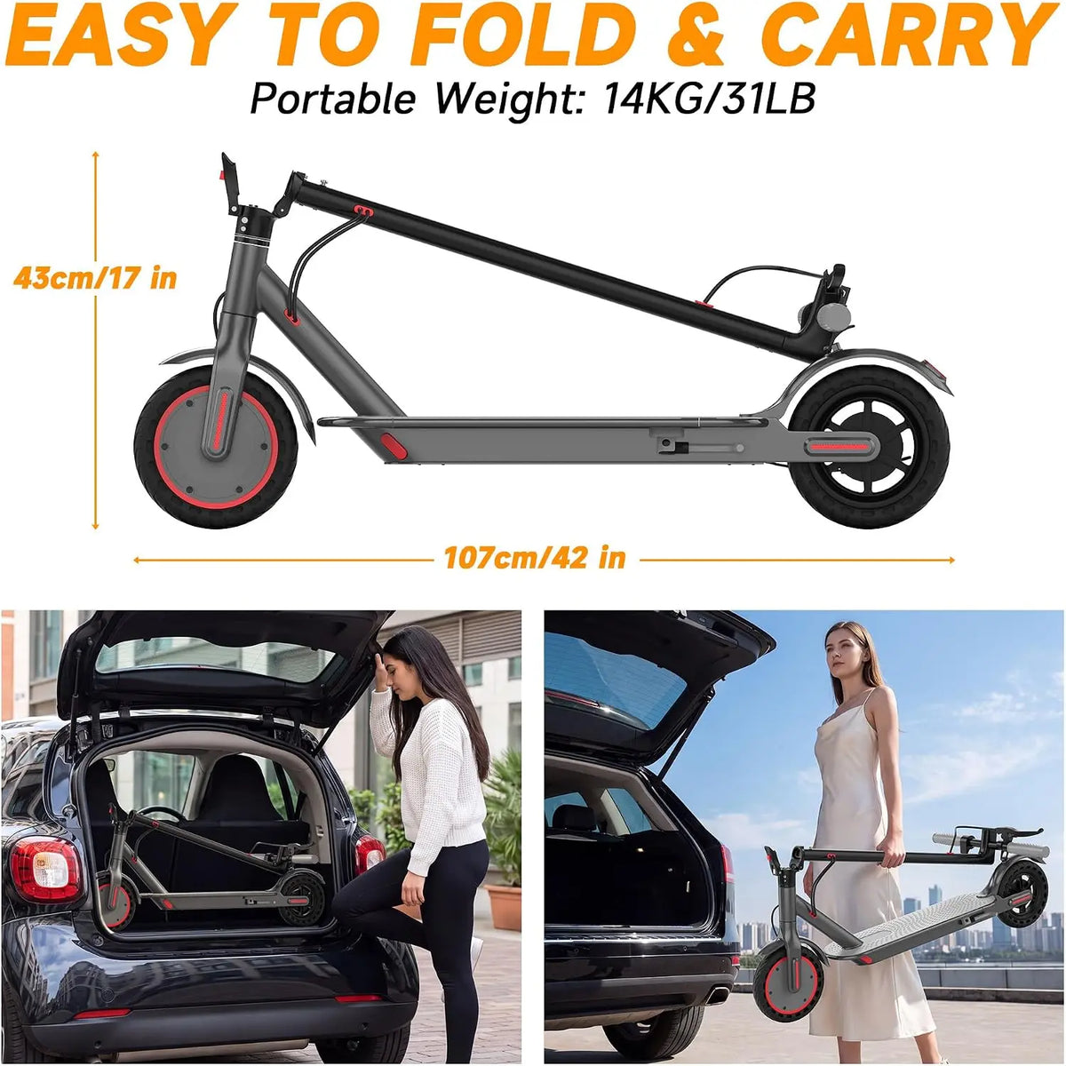 Foldable Adult Electric Commuter Scooter, 350W Motor, 19MPH Max Speed, 15 Mi Range, 8.5" Honeycomb Solid Tires, Dual Braking, Smart App Control, Lightweight Alloy Scooter for Students & Daily Travel