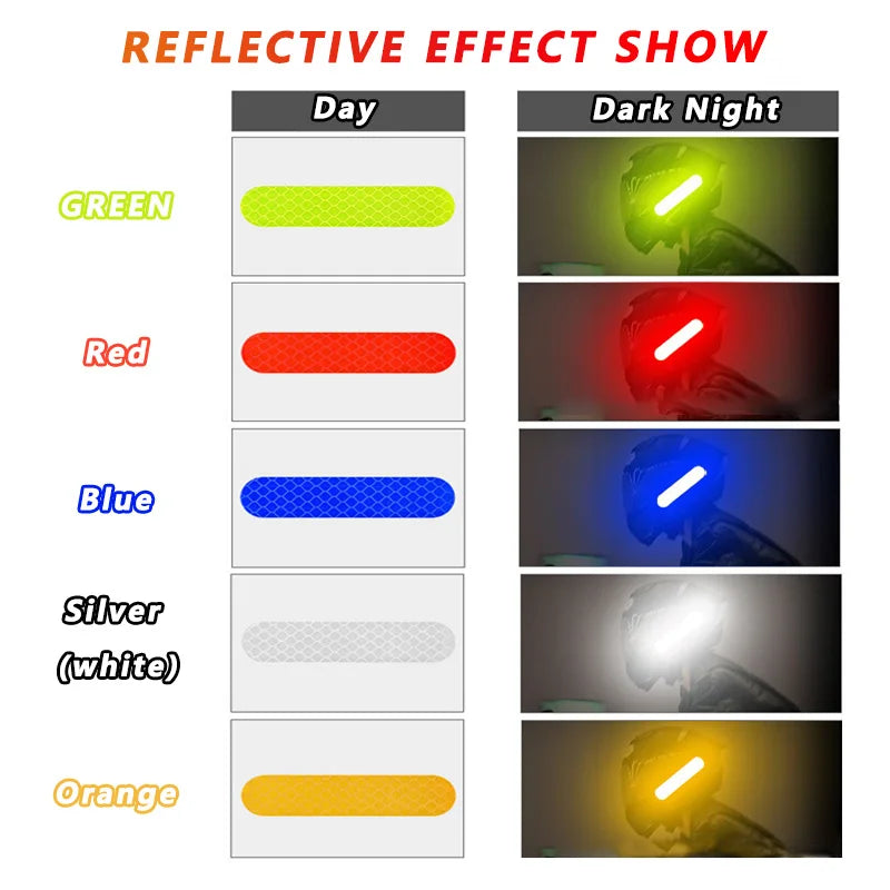 80-10PCS Helmet Safety Warning Reflective Stickers Strip Waterproof High Visibility Reflector Tape for Night Riding Walking Car