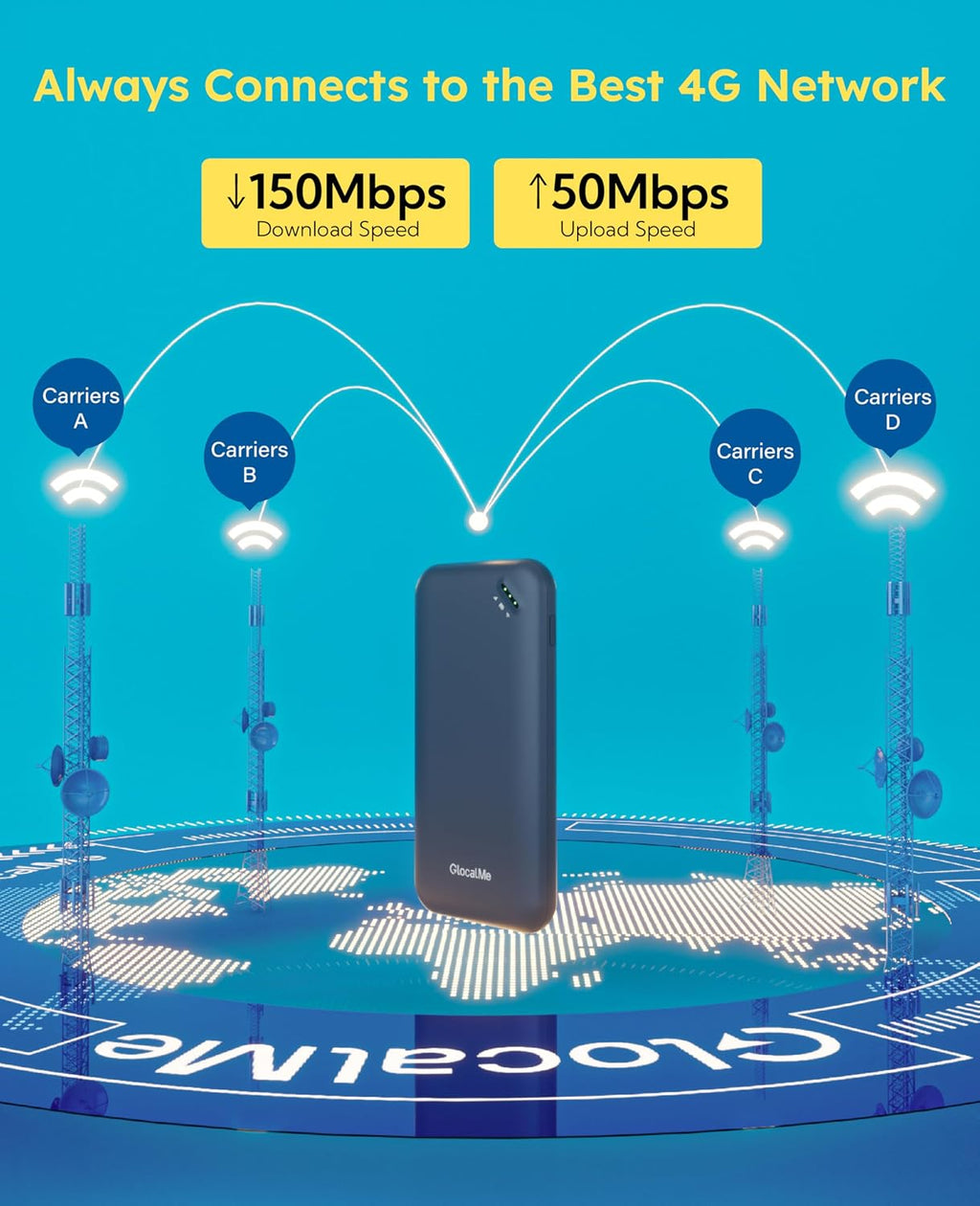 UPP 4G Mobile Hotspot with 60GB US Data &12GB Global Data
