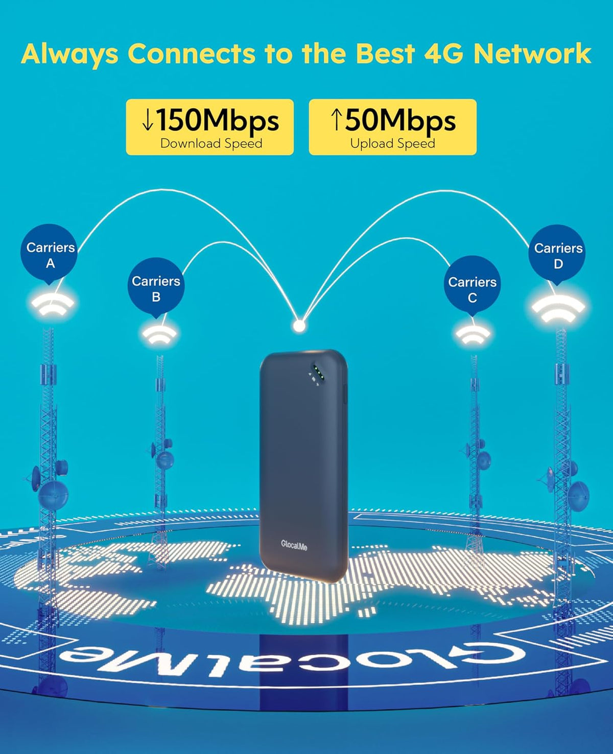 UPP 4G Mobile Hotspot with 60GB US Data &12GB Global Data