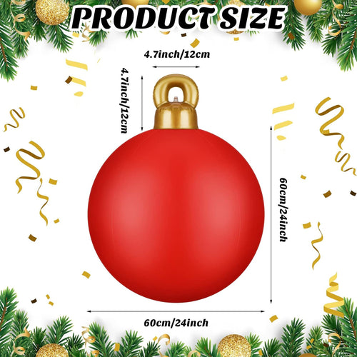 2 Pieces 32 Inch Giant PVC Inflatable Christmas in July Decorated Ball Ornaments Outdoor Large Xmas Blow Ball Decorations for Christmas in July Party Decor(Solid,Red)
