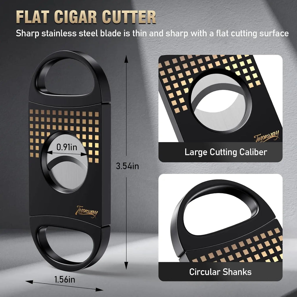 Cigar Ashtray with Cigar Cutter Set, Cigar Cutter V Cut, Cigar Punch, Portable Cigar Ashtrays for Outdoors Home and Office