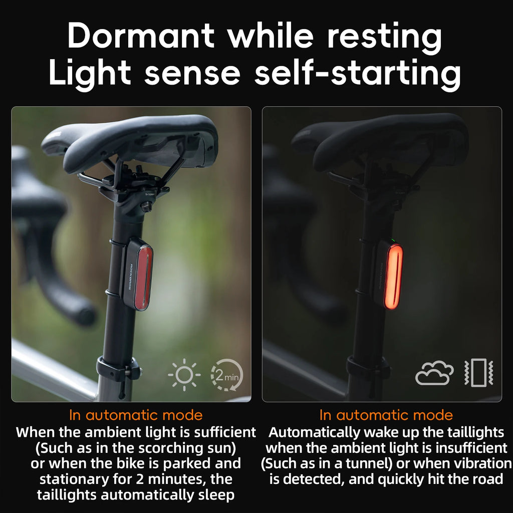 Bicycle Light Magnetically Absorbed Smart Brake Tail Light MTB Bike Lights Road Bike Night Tail Light Cycling Equipment