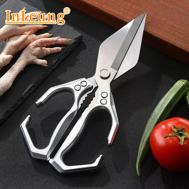 Multifunctional Kitchen Scissor Thickened Chicken Bone Scissors Nut Cracker Kitchen Shears Ergonomic Handle Scissors Fish Meat