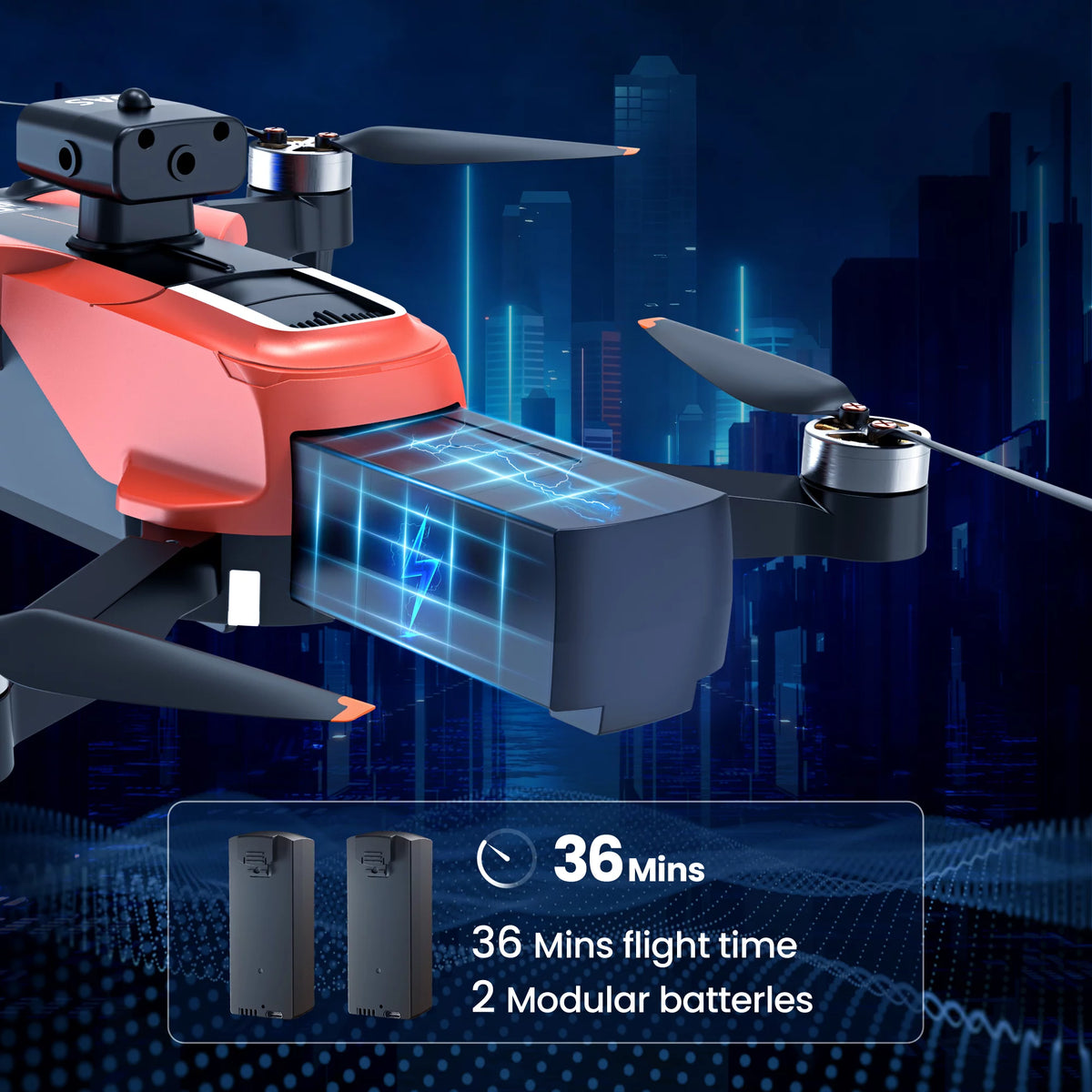 D99 GPS Drone with 8K UHD Camera, Foldable Quadcopter for Adults Beginners, Brushless Motor, VR Mode, 2 Batteries, Orange