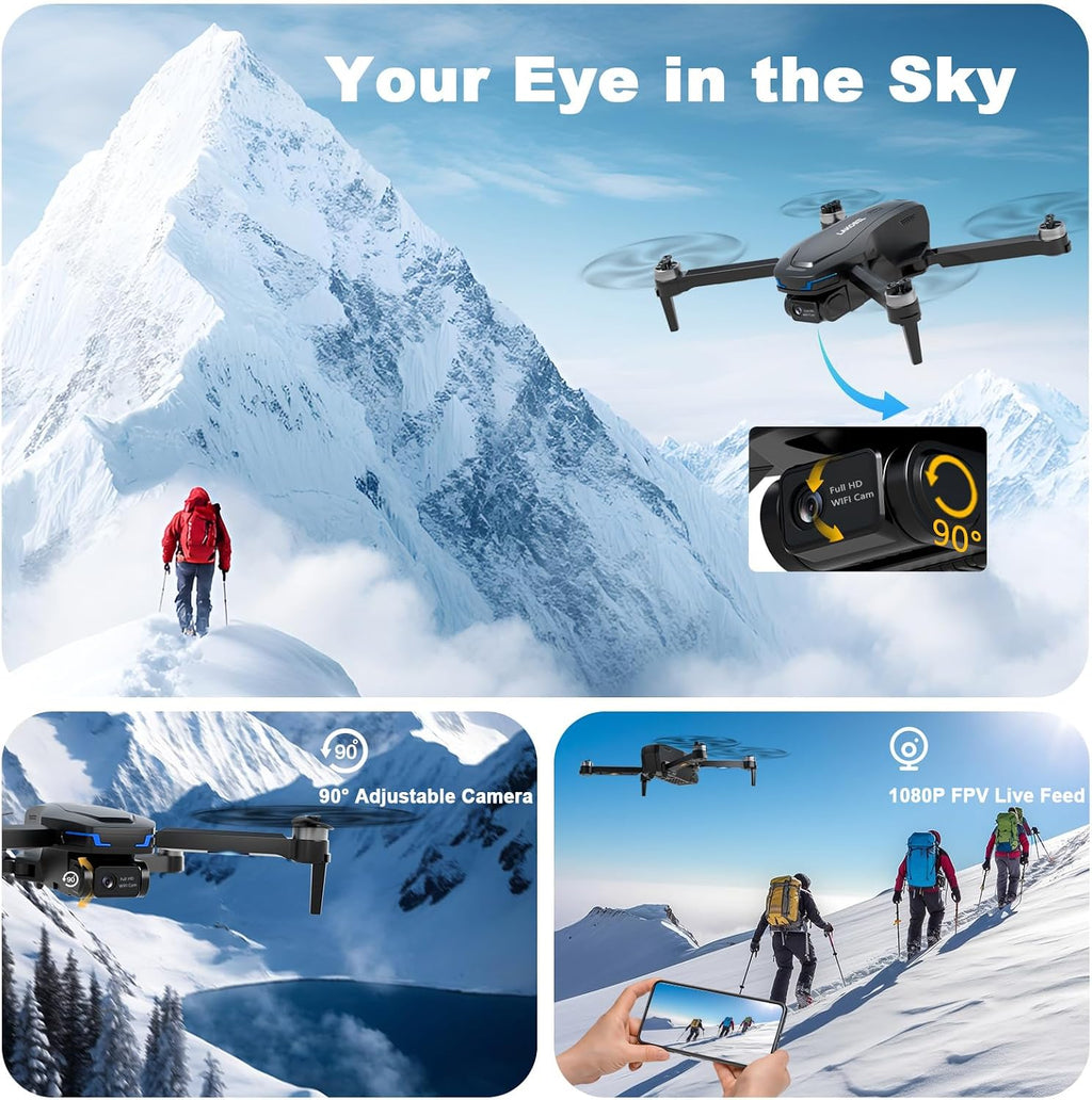 Drone with AI Optical Flow & AI Voice/Gesture Control, 1080P FHD FPV Camera for Kids Beginners Adults, Brushless Motor Foldable RC Drone, One-Key Start, 3D Flips, 2 Batteries 26 Min, Indoor/Outdoor