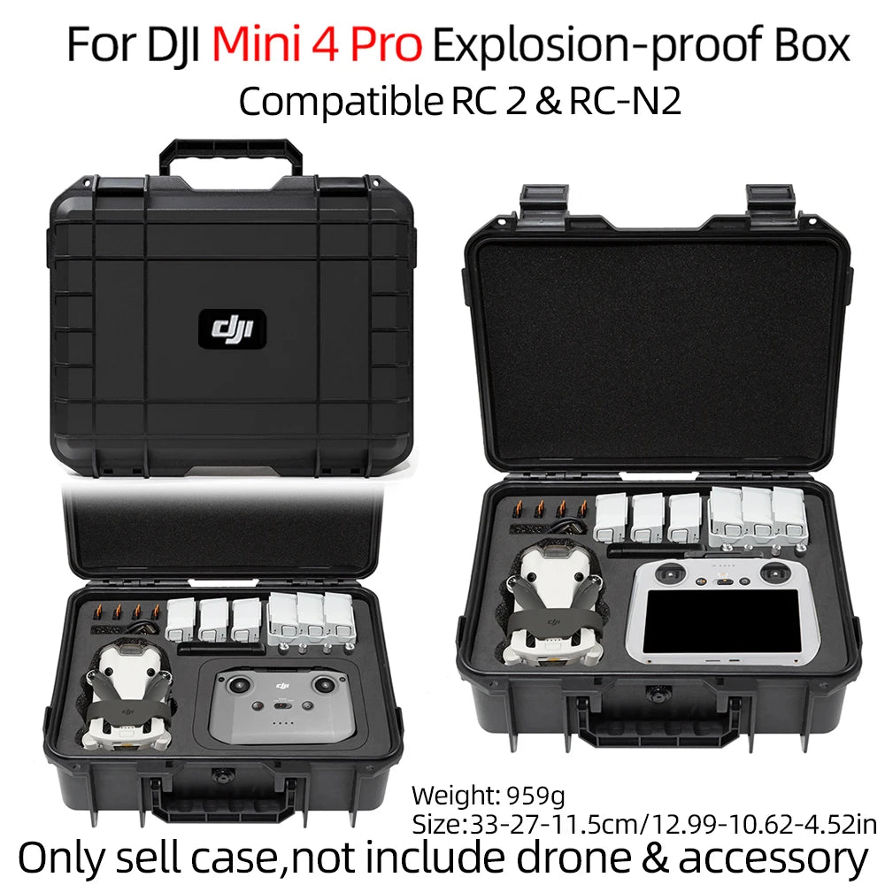 For  Mini 3/4Pro Case Mini 4 Pro Explosion Proof Case Mini 4 Pro Bag Portable Waterproof Box Hard Shell Large Capacity Case