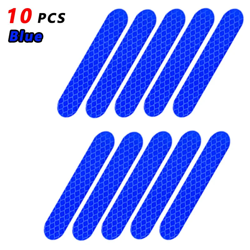80-10PCS Helmet Safety Warning Reflective Stickers Strip Waterproof High Visibility Reflector Tape for Night Riding Walking Car