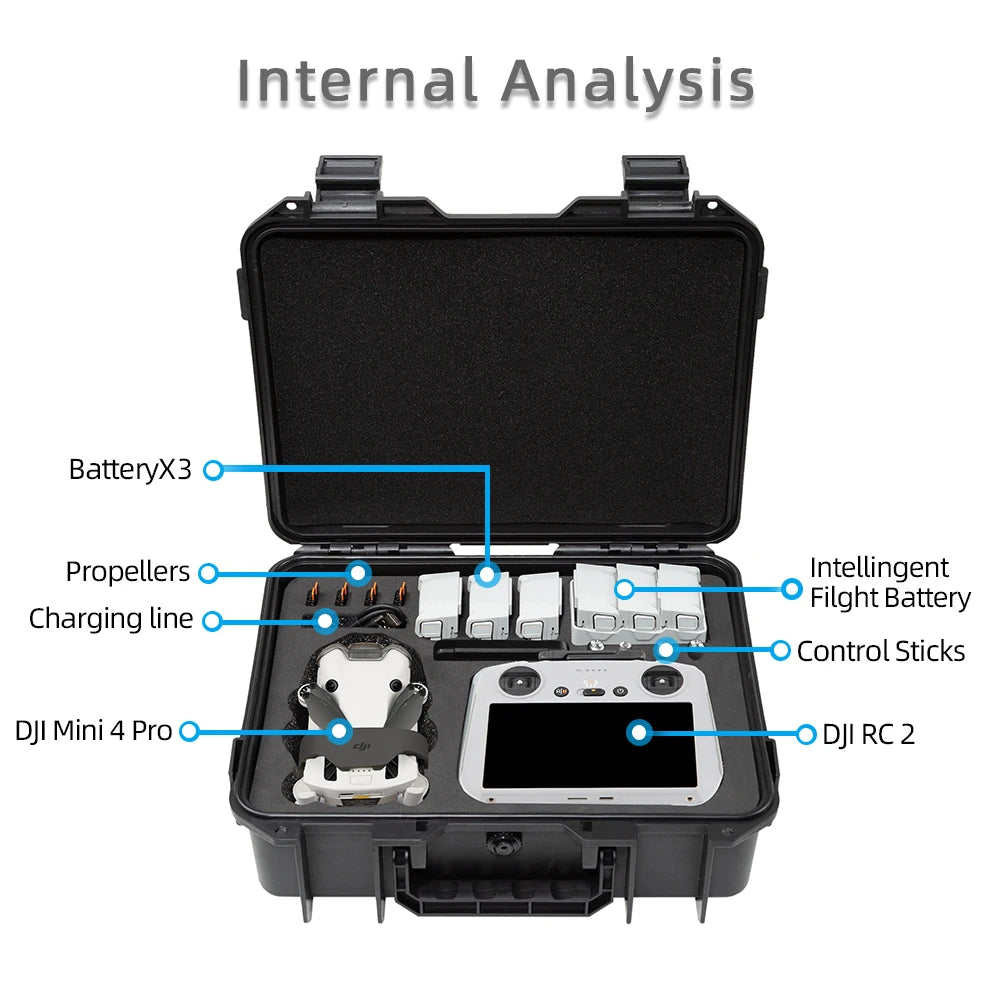 For  Mini 3/4Pro Case Mini 4 Pro Explosion Proof Case Mini 4 Pro Bag Portable Waterproof Box Hard Shell Large Capacity Case