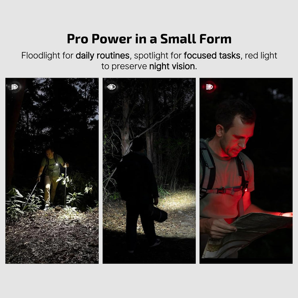 Oclip Pro Rechargeable EDC Clip-On Flashlight, Midnight Blue | Red Light, 500 Lumens Floodlight, Spotlight, Pocket-Sized, USB-C Charging, Magnetic, for Work, Signaling, Outdoor or Home Use