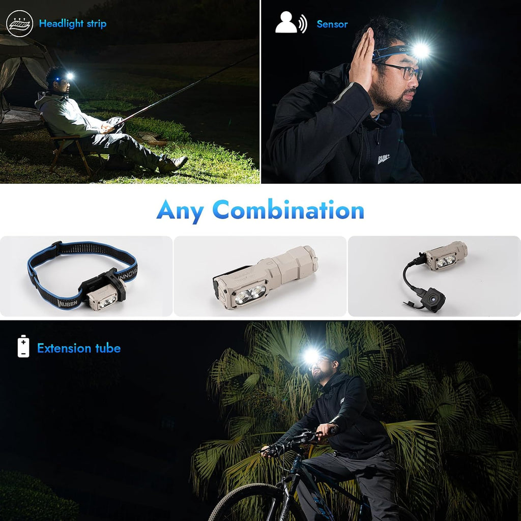 E7 1800 Lumen Rechargeable Mini Flashlight with Magnet | Super Bright 6 Modes Khaki EDC Flashlight, Typ-C Rechargeable LED; IP68 Pocket Flashlight for Headlamp Use, Rescue, Camping