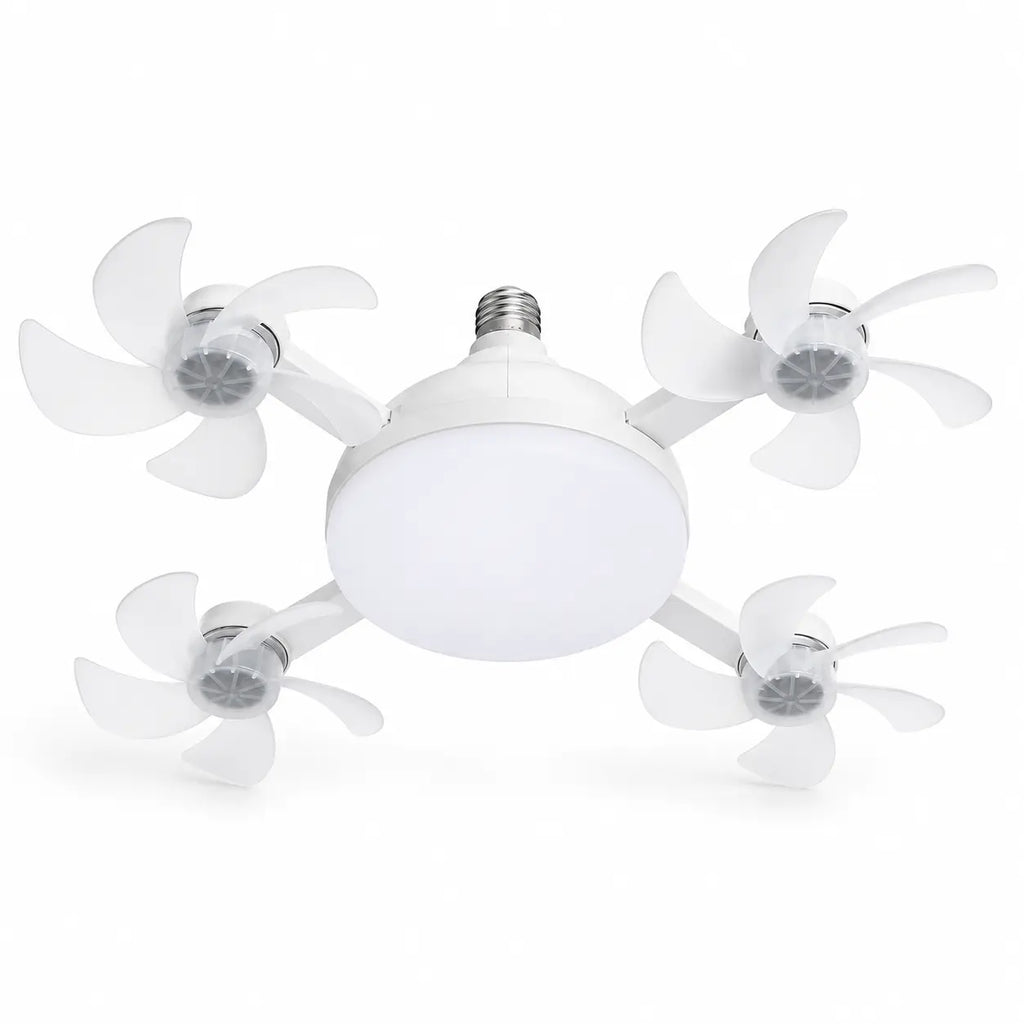 Ruxacty Screw in Ceiling Fan Light with Remote Control 19.7 Inch Foldable LED Socket Fan Light E26 Medium Base Ceiling Fan with 4 Fan Blades Quiet Airflow Bright Lighting Easy Installation for Bedroom Kitchen Garage Office and Dorm