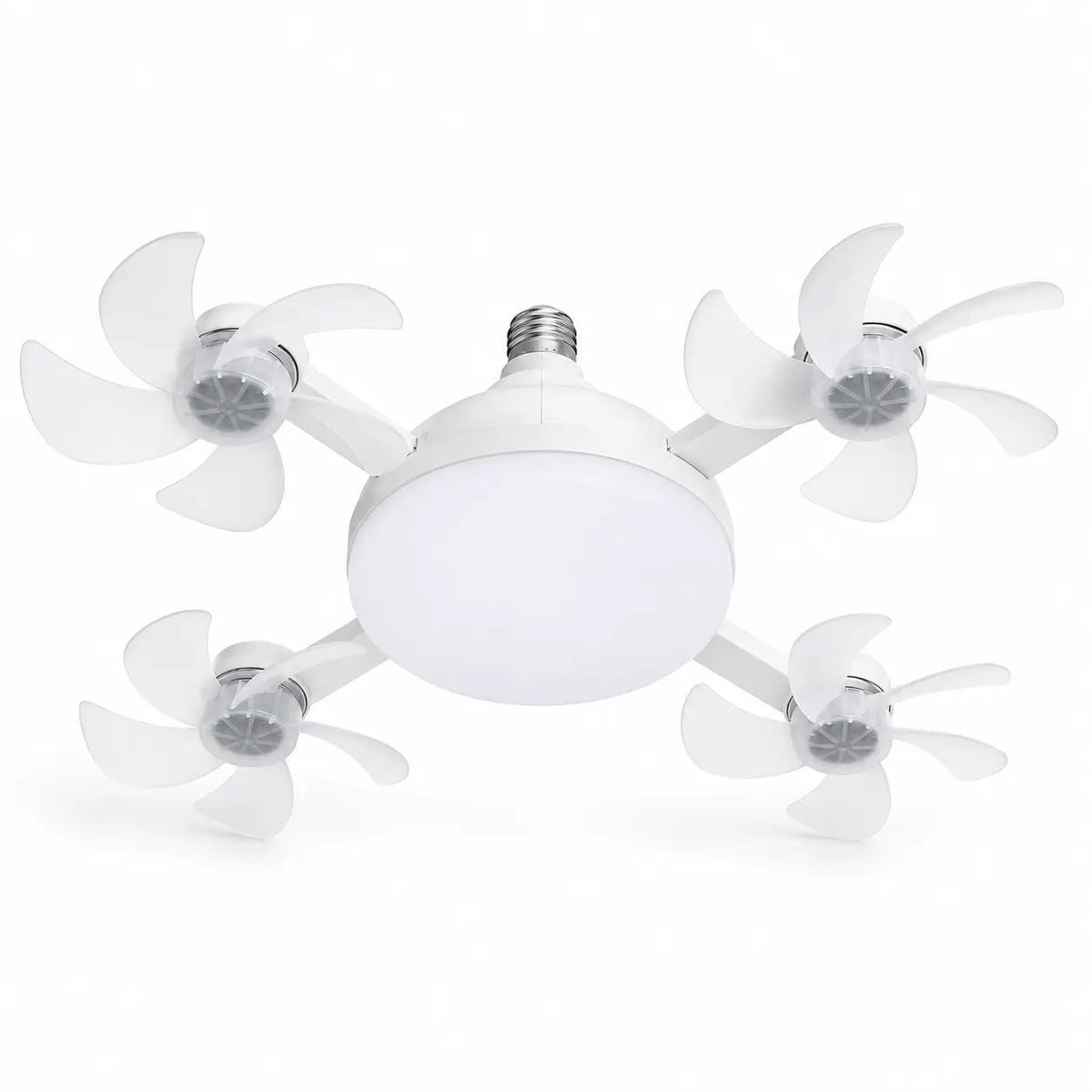 Ruxacty Screw in Ceiling Fan Light with Remote Control 19.7 Inch Foldable LED Socket Fan Light E26 Medium Base Ceiling Fan with 4 Fan Blades Quiet Airflow Bright Lighting Easy Installation for Bedroom Kitchen Garage Office and Dorm