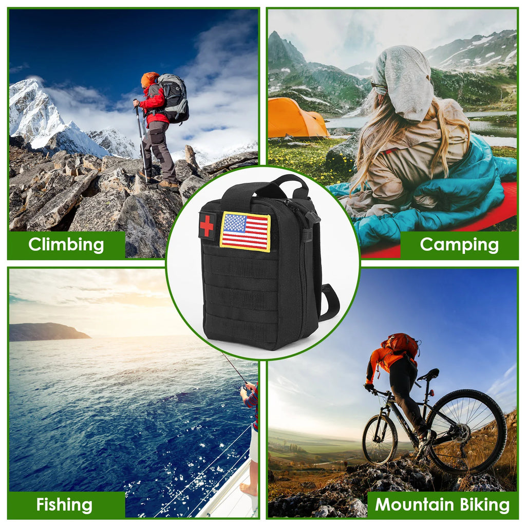 47Pcs Emergency Survival Kit Survival EDC Gear Equipment Tool First Aid Supplies Kit Tools with Pouch for Hiking Hunting Disaster Camping Adventure