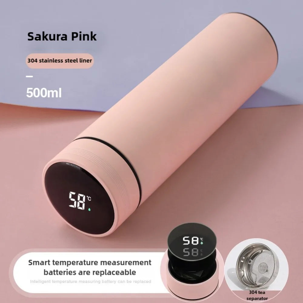 500Ml 304 Stainless Steel Thermos Bottle Smart Cup Digital with Temperature Display Long-Lasting Heat Mugs Travel Water Bottles