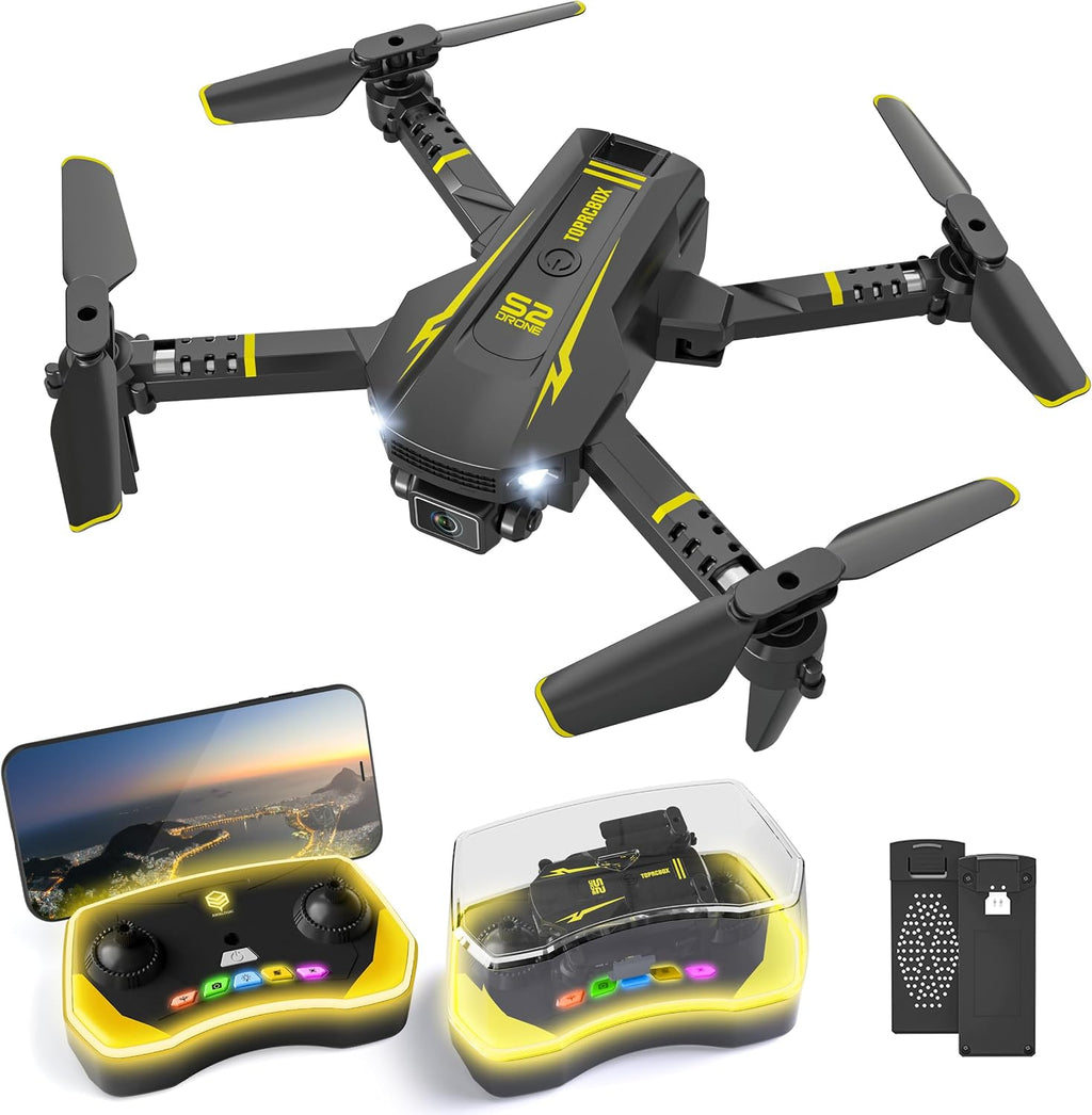 Mini Drone with Camera for Kids, Remote Control Helicopter Toys Gifts for Boys Girls, FPV RC Quadcopter with 1080P HD Live Video Camera, Altitude Hold, Gravity Control, 2 Batteries