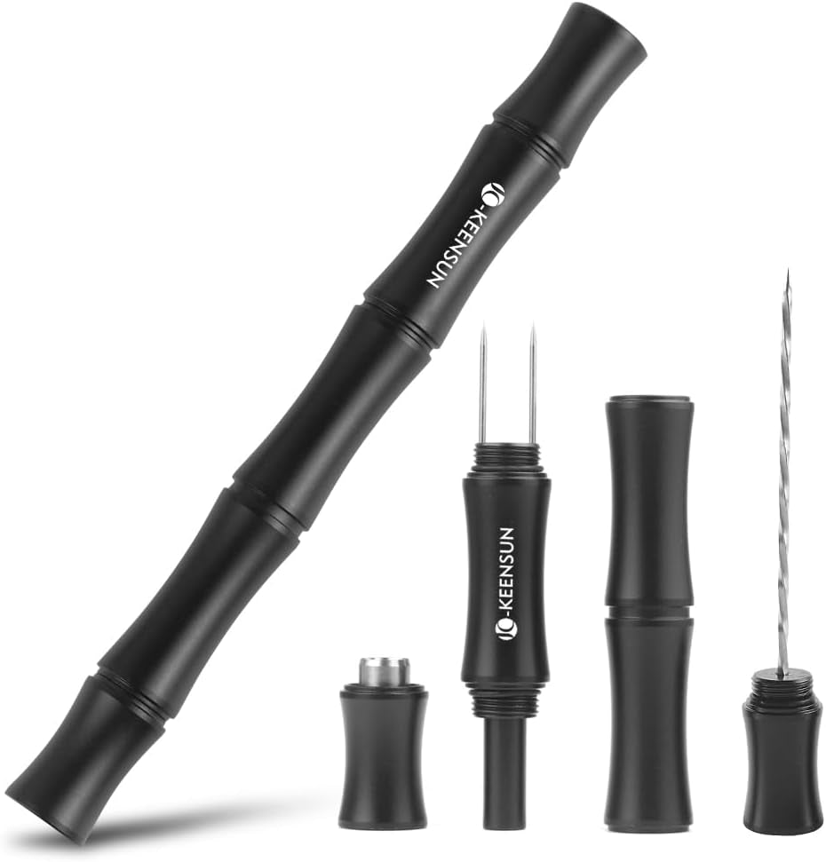 3-In-1 Cigar Punch Tool Set with Cigar Punch(8Mm), Cigar Draw Enhancer Cutter and Twin Nubber (Black)