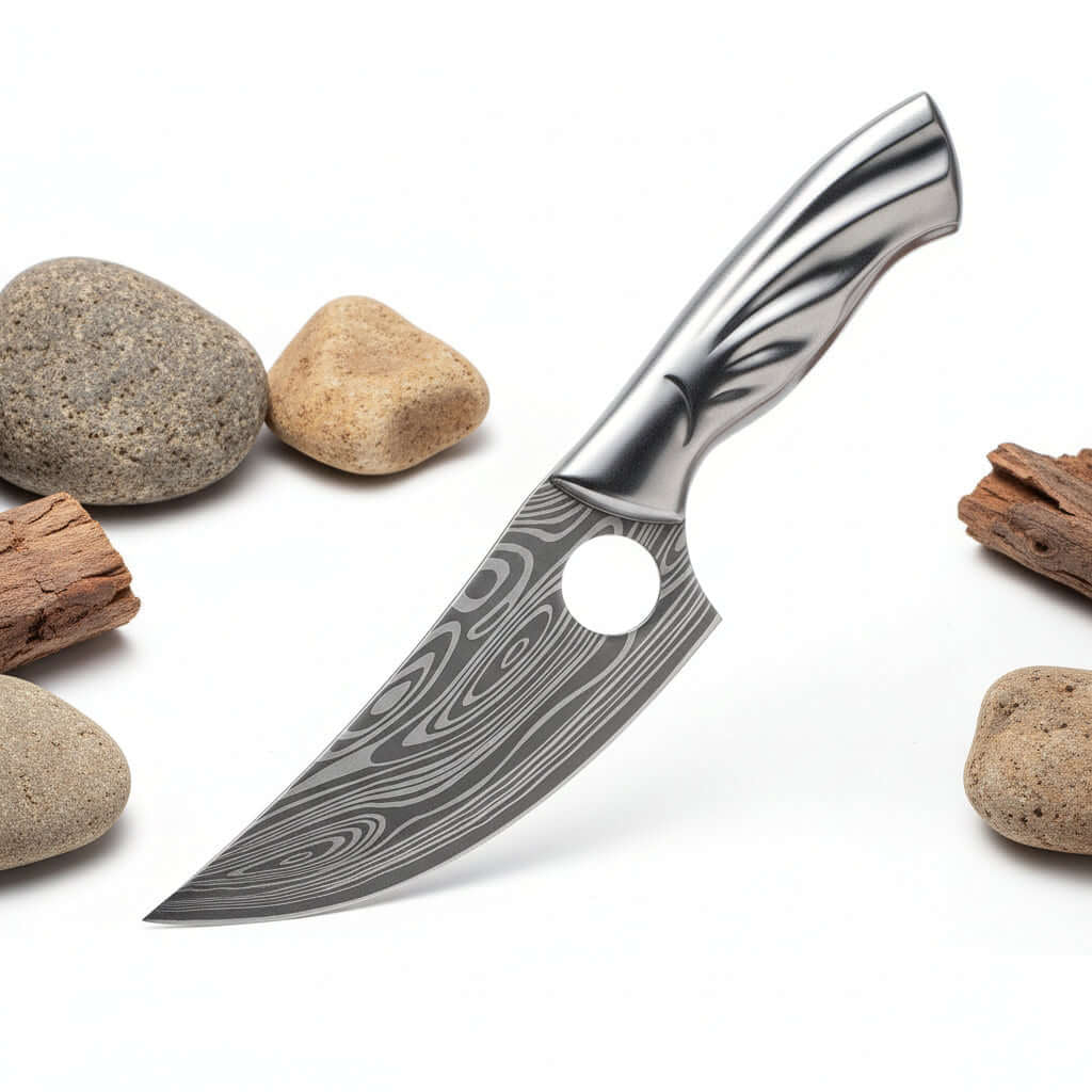 Damascus Stainless Steel Folding Knife – Bone Handle EDC Pocket Knife | Multi-Purpose Survival Knife for Men