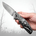 Damascus Steel Folding Knife – Handmade Pocket Knife for Men, EDC & Gift