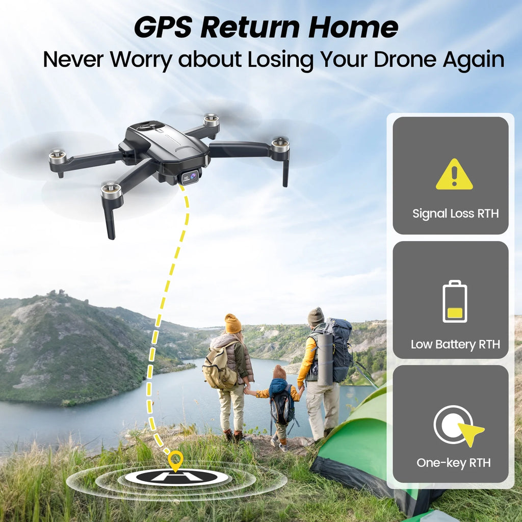 Drones with Camera for Adults 4K,  WF31 GPS Foldable Quadcopter for Beginners with Brushless Motor, 2 Batteries for 50 Min Flight Time, Black