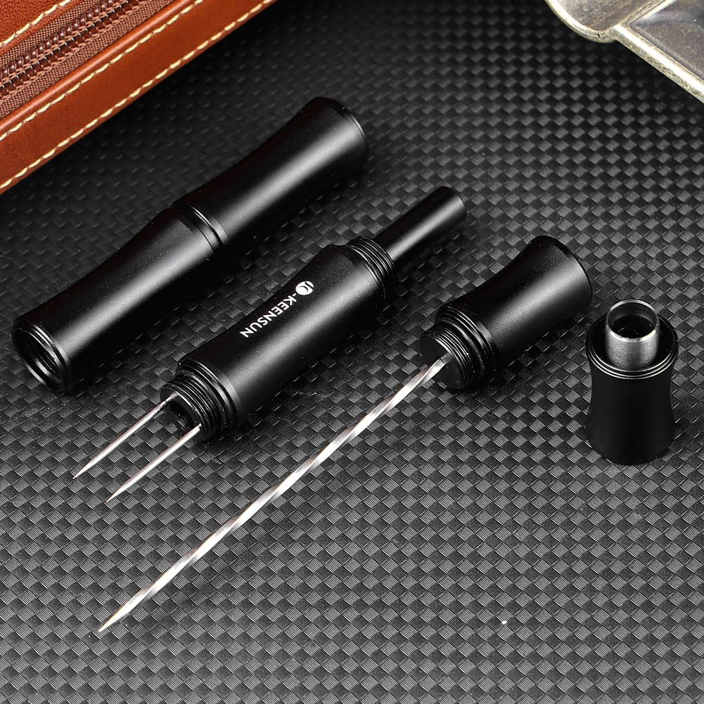 3-In-1 Cigar Punch Tool Set with Cigar Punch(8Mm), Cigar Draw Enhancer Cutter and Twin Nubber (Black)