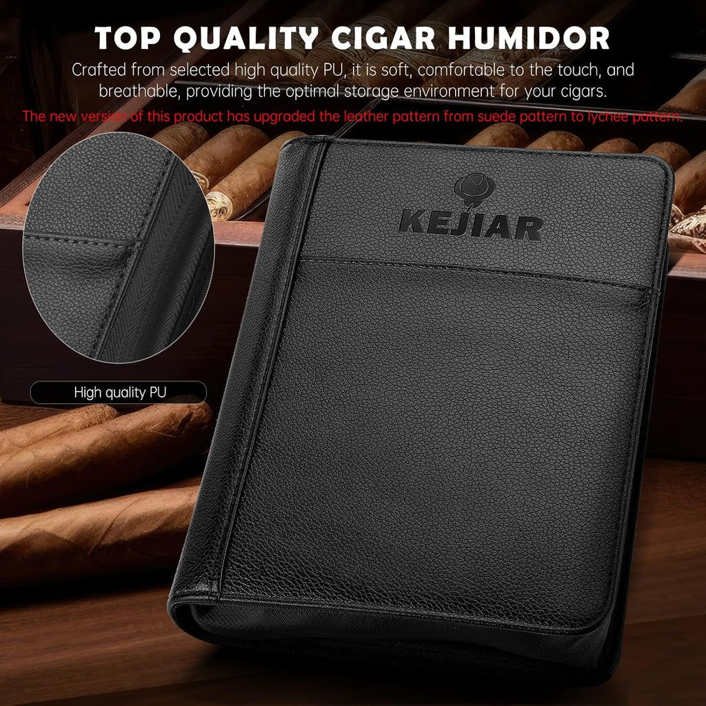 Cigar Humidor Case, Portable Cigar Box with Cigar V Cutter, Straight Cigar Cutte
