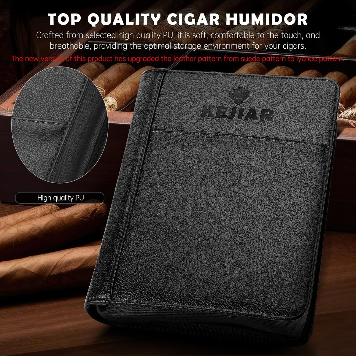 Cigar Humidor Case, Portable Cigar Box with Cigar V Cutter, Straight Cigar Cutte