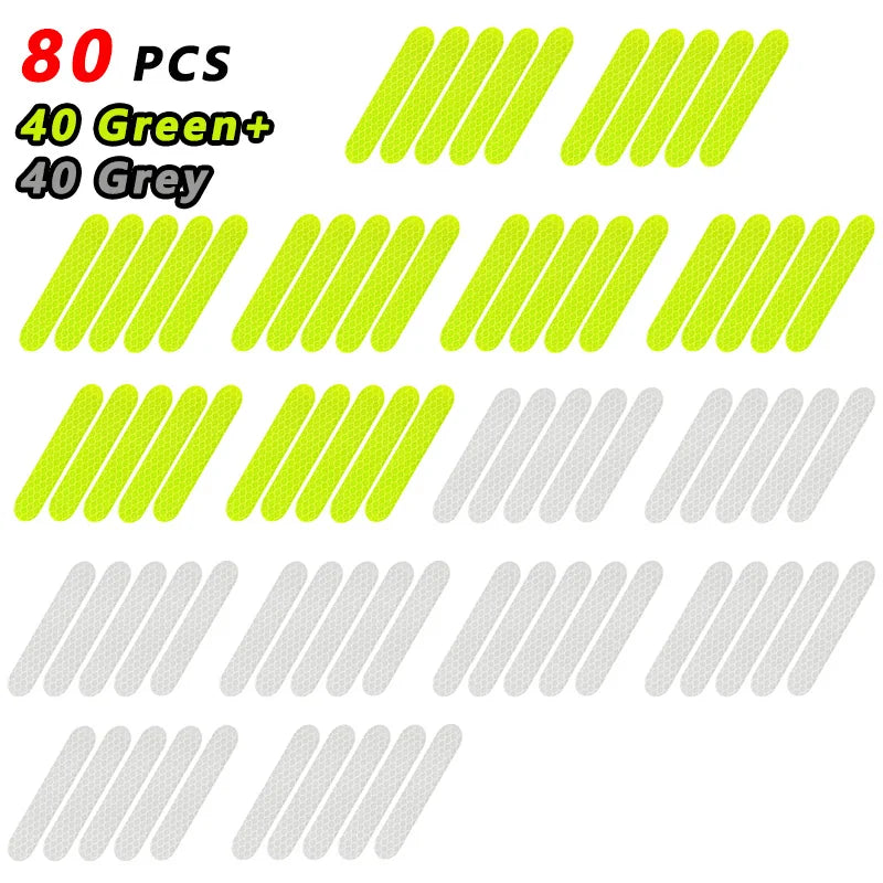 80-10PCS Helmet Safety Warning Reflective Stickers Strip Waterproof High Visibility Reflector Tape for Night Riding Walking Car