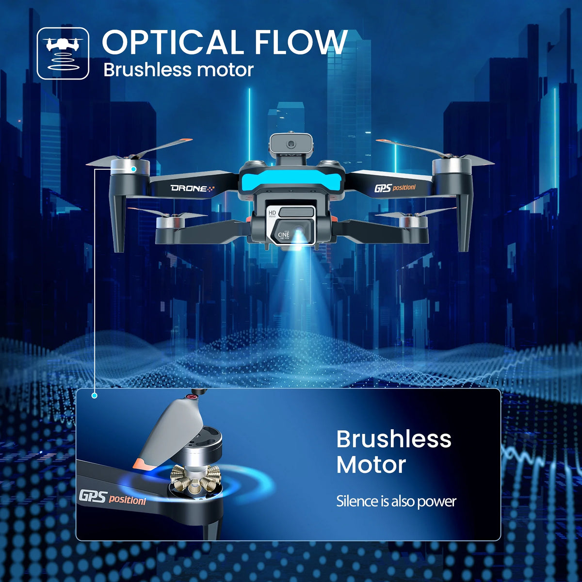 D99 GPS Drone with 8K UHD Camera, Foldable Quadcopter for Adults Beginners, Brushless Motor, VR Mode, 2 Batteries, Orange